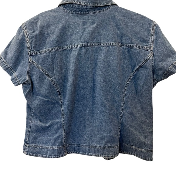 Crazy Horse Liz Claiborne Women’s Denim Short Sleeve Shirt 100% Cotton Size: XL - Picture 4 of 6